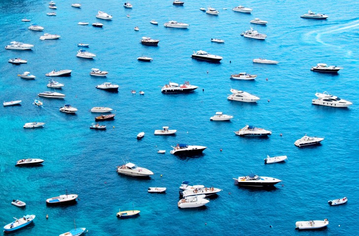 lake with boats