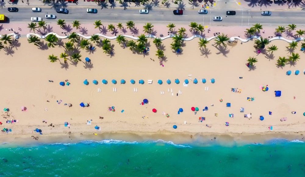 Aerial shot of the beach