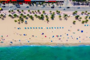 Aerial shot of the beach
