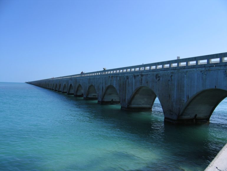 Water over a bridge