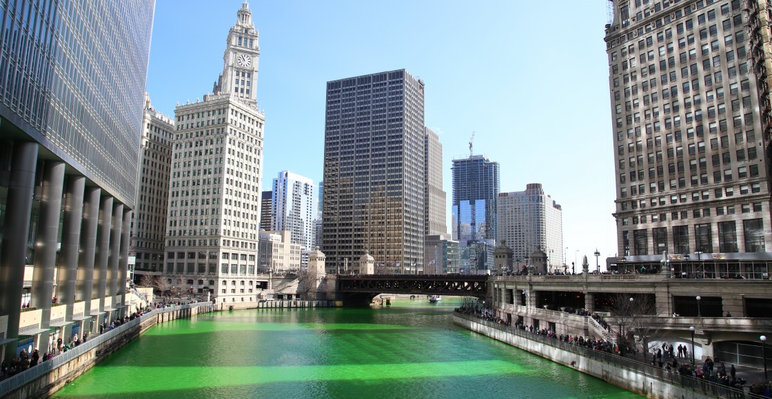 Chicago River during St. Patrick's Day