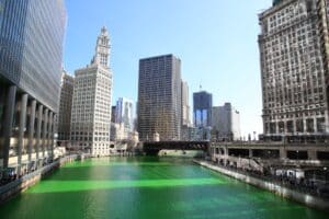 Chicago River during St. Patrick's Day