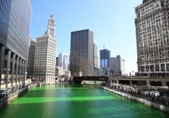 Chicago River during St. Patrick's Day