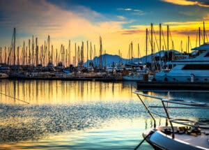 motorboat and sailboat