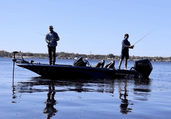 Fishermen fishing on a lake