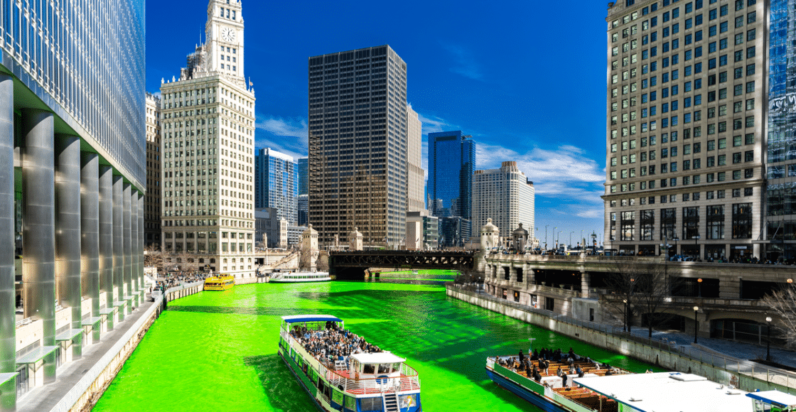 history of dyeing the chicago river green