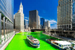 history of dyeing the chicago river green