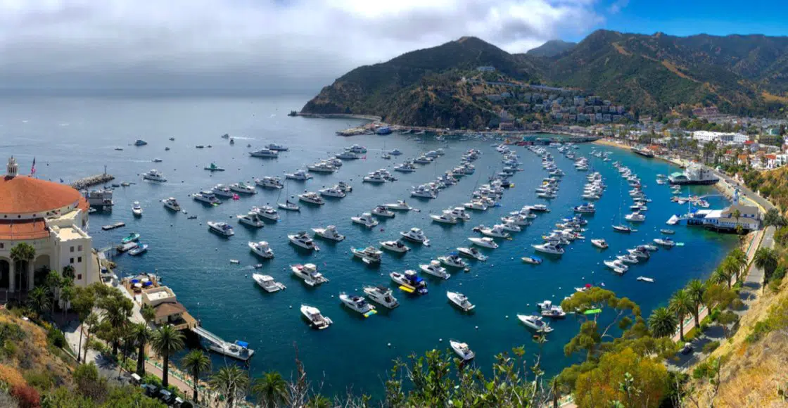 Boating to Catalina Island with scenic coastline and harbor views