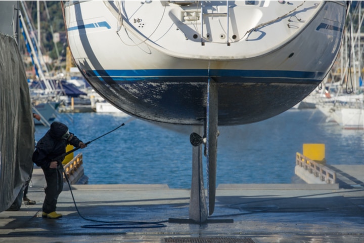 Restoring a boat.