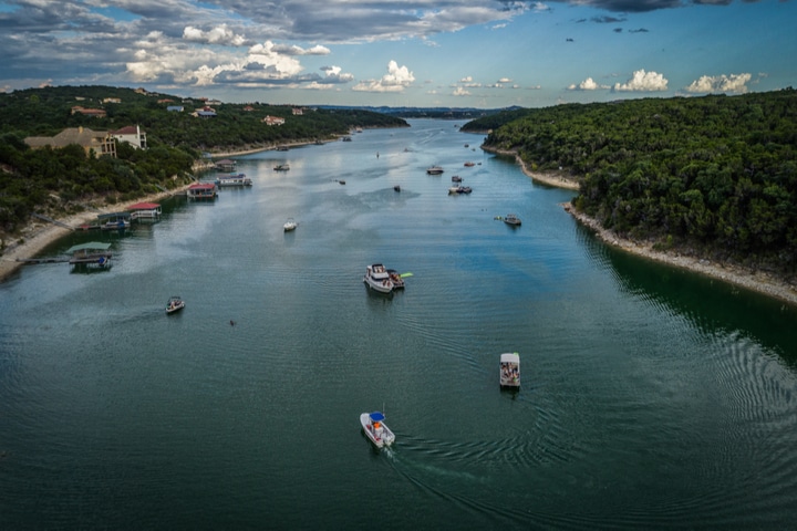 Boats on Lake Travis, Texas.