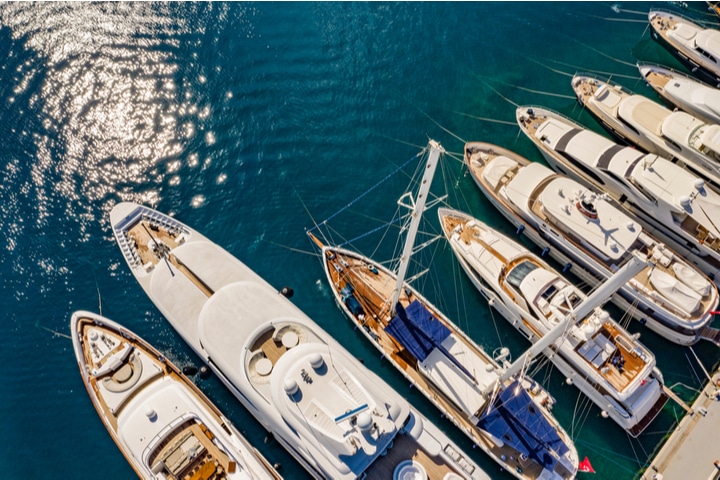 Yachts and boats of various sizes.
