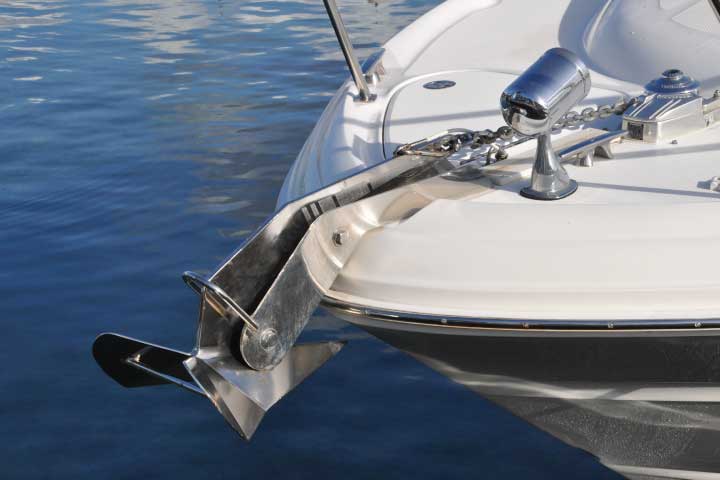 Anchor on the bow of a boat.