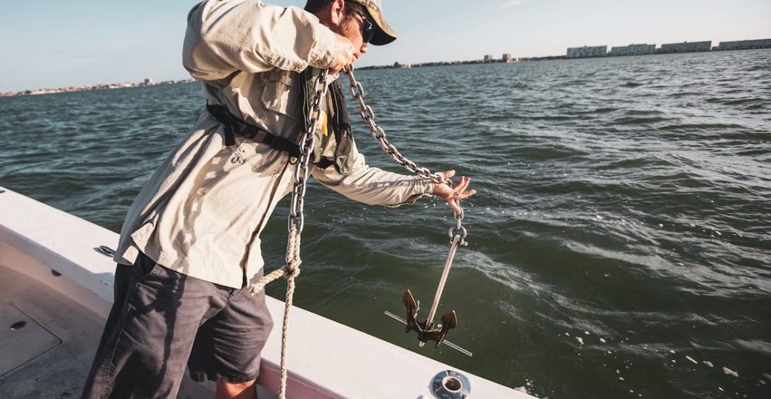 Anchoring a boat.