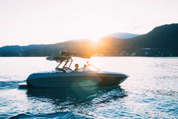 Boating in nice weather.