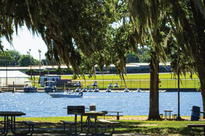 Boating on Lake Conroe in Texas.