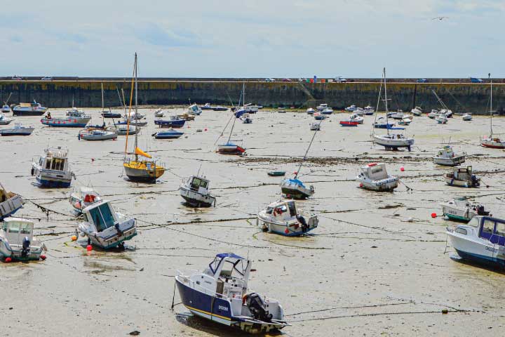 Boats stranded after hurricane.