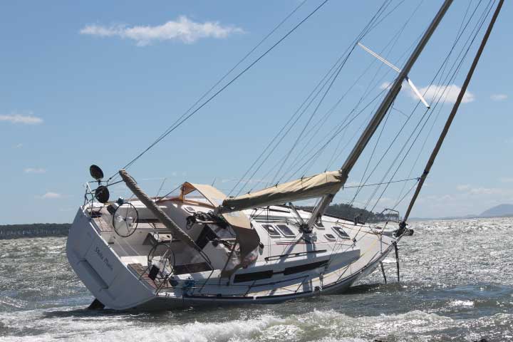 Sailboat run aground.