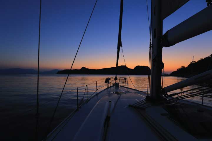 Boat Moored at Night.