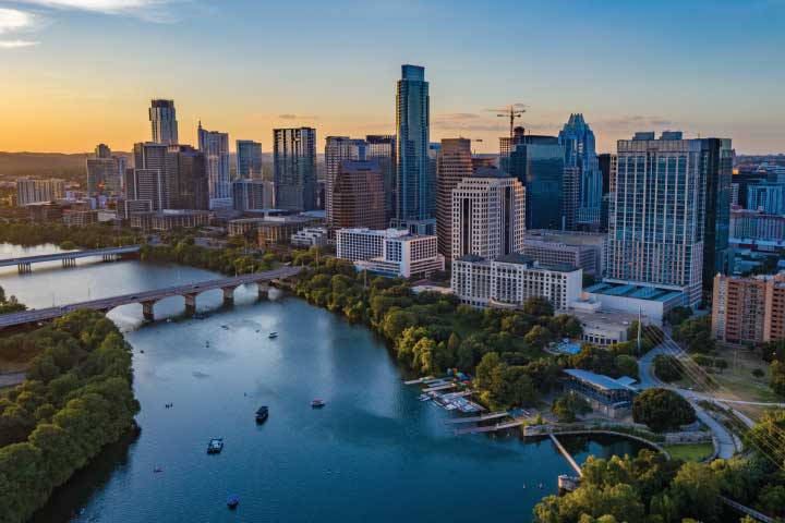 Boating the Colorado River in Austin, Texas.