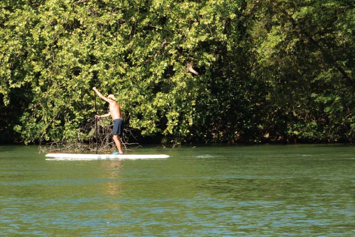 Paddle Boarding on Lake Austin, Texas.