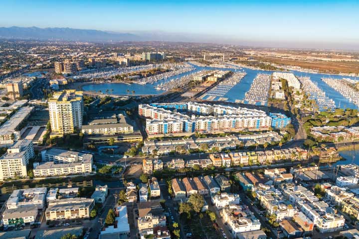 Aerial View of Marina del Rey.