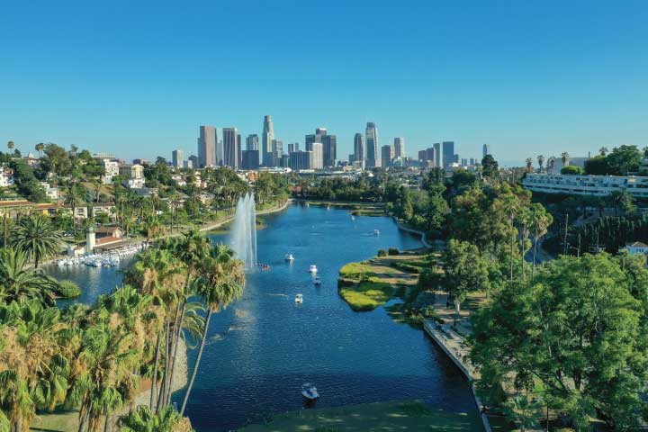 Echo Park Lake Near Los Angeles, California.