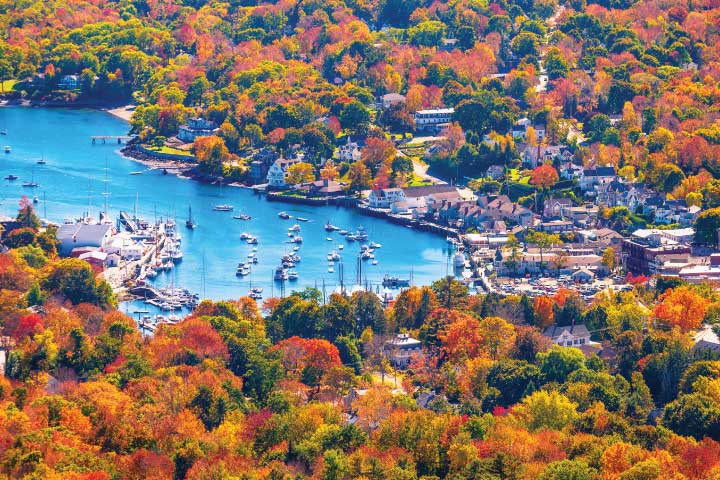 Maine Fall Foliage, Camden Harbor.