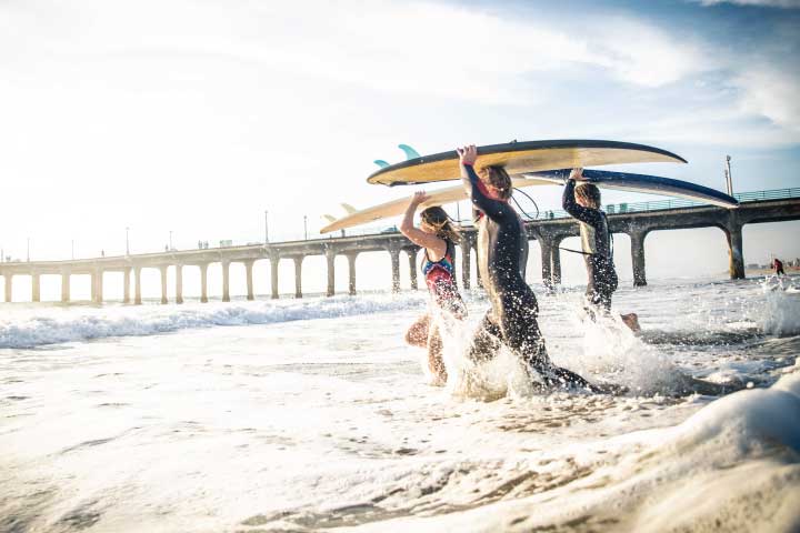 Surfing in Los Angeles.