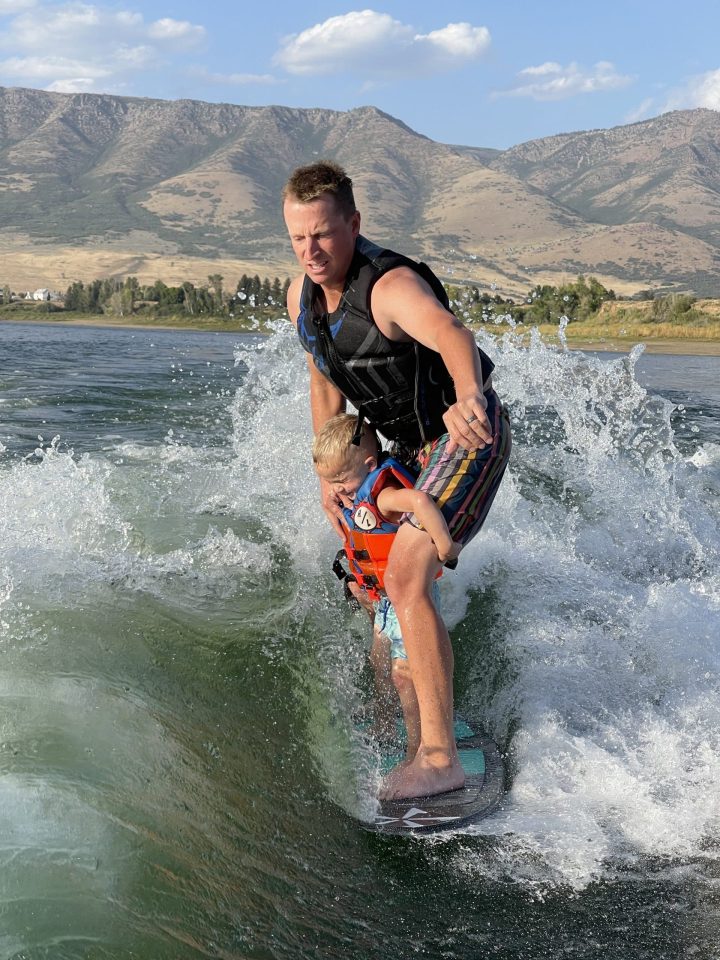 wake surfing with kids