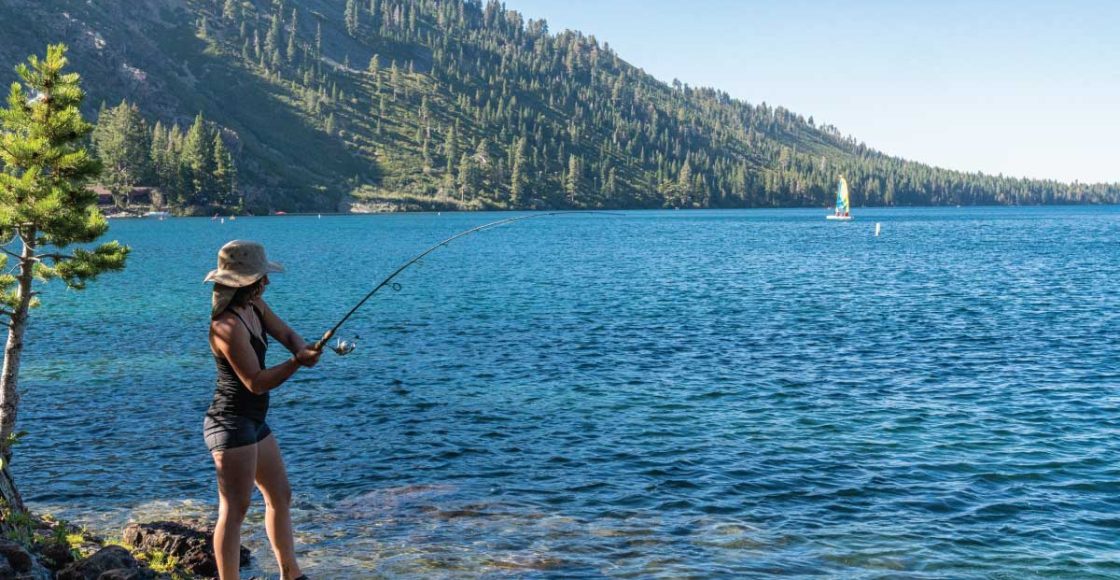 Fishing in Lake Tahoe.