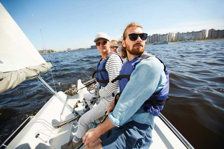 Sailing Wearing Lifejackets (PFDs).