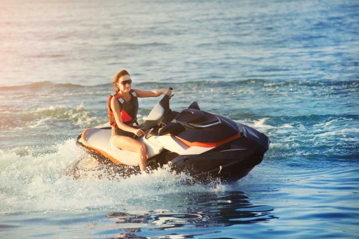 Jet Skiing in a Life Jacket.
