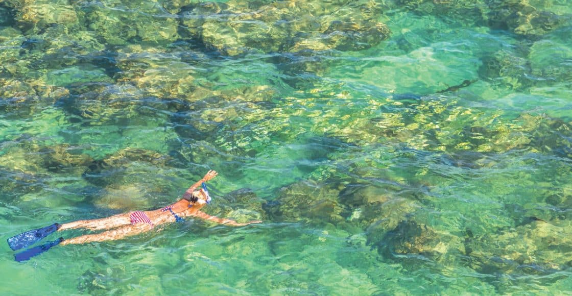 Snorkeling in O'ahu, Hawaii.