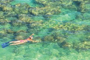 Snorkeling in O'ahu, Hawaii.