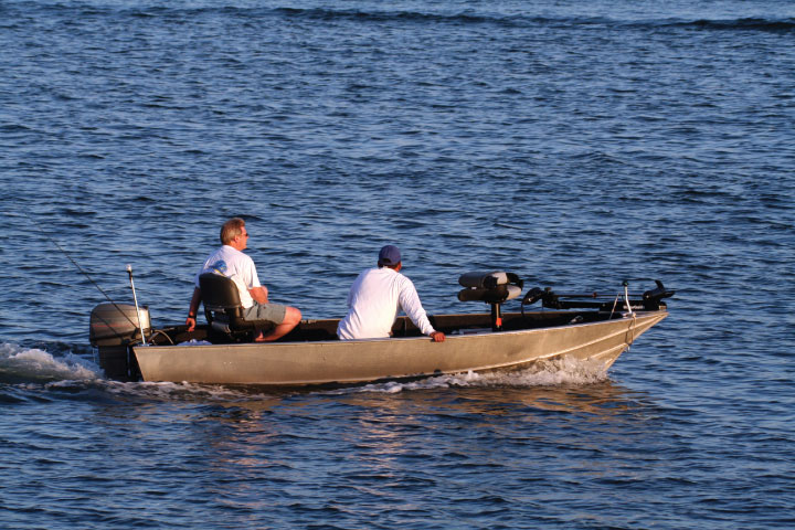 Aluminum fishing boat.