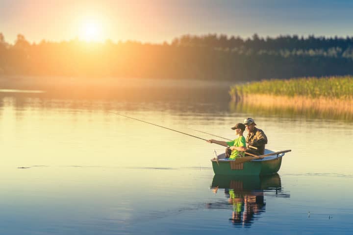 Father and son fishing.