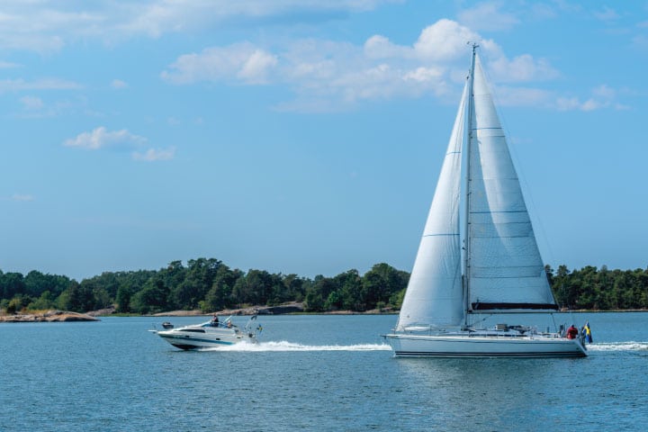 Motorboat and Sailboat.