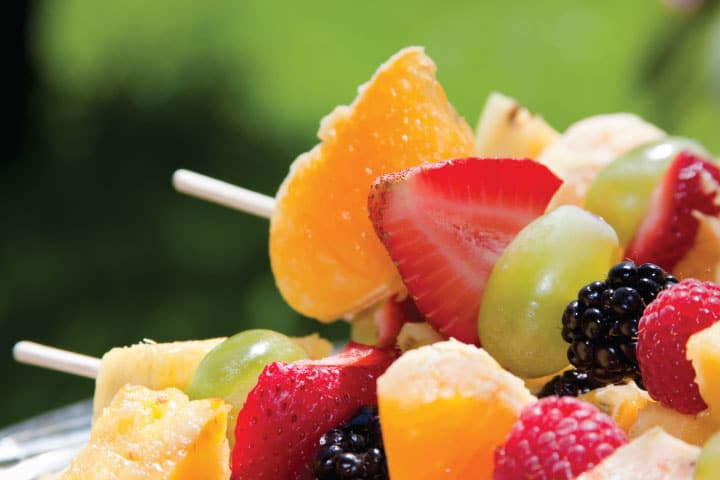 Fruit kabobs.