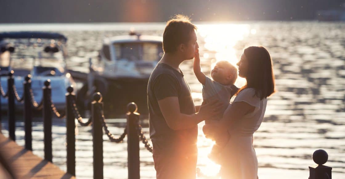 Boating with a baby.