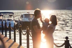 Boating with a baby.