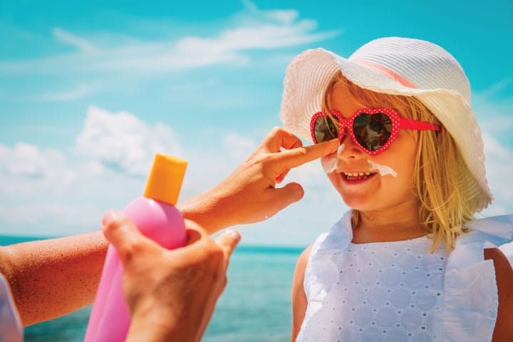 Sunscreen for babies and children.