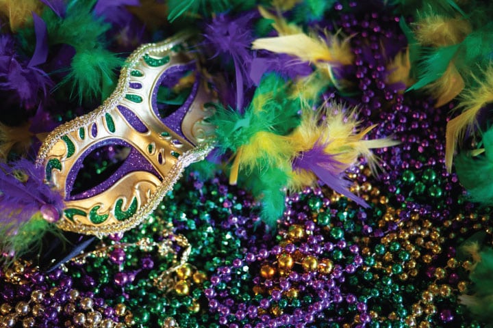 Mardi Gras theme boat party.