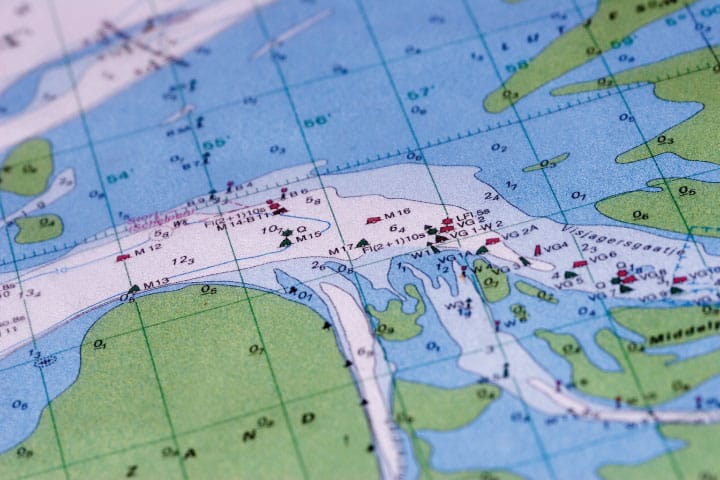 Nautical chart aids to navigation.