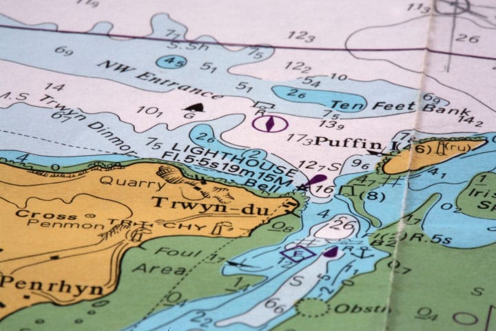 Nautical chart symbols.