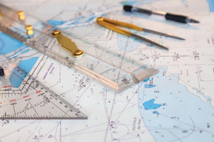 Nautical chart tools.