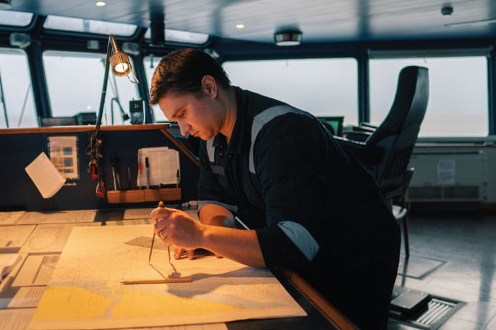 Reading a nautical chart.