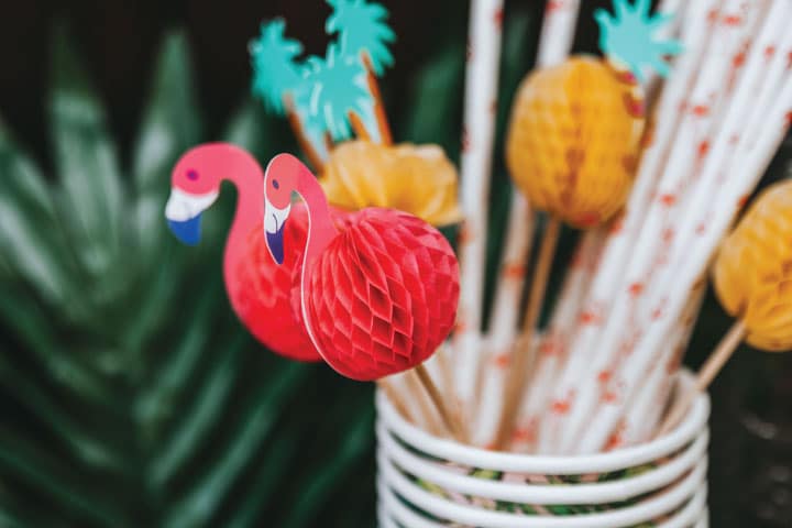 Tropical theme boat party.