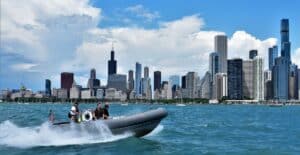 Experience the vibrant Chicago skyline with a thrilling speed boat ride on Lake Michigan.