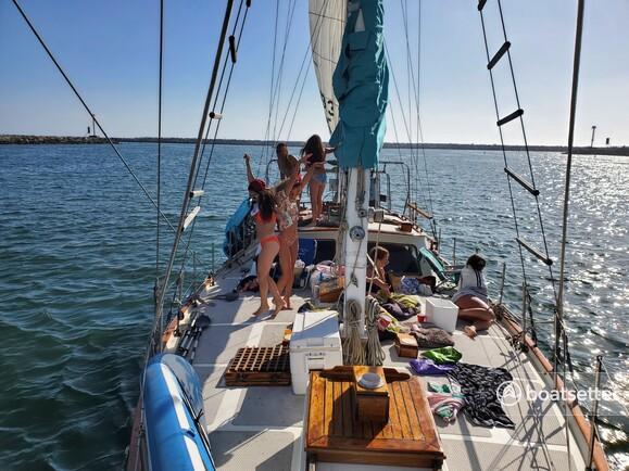 Great times on a huge 55ft sail yacht. 12 people.