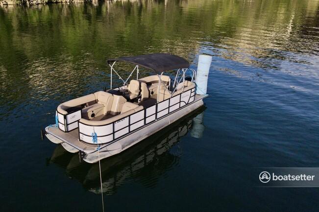 14 person boat on Lake Austin